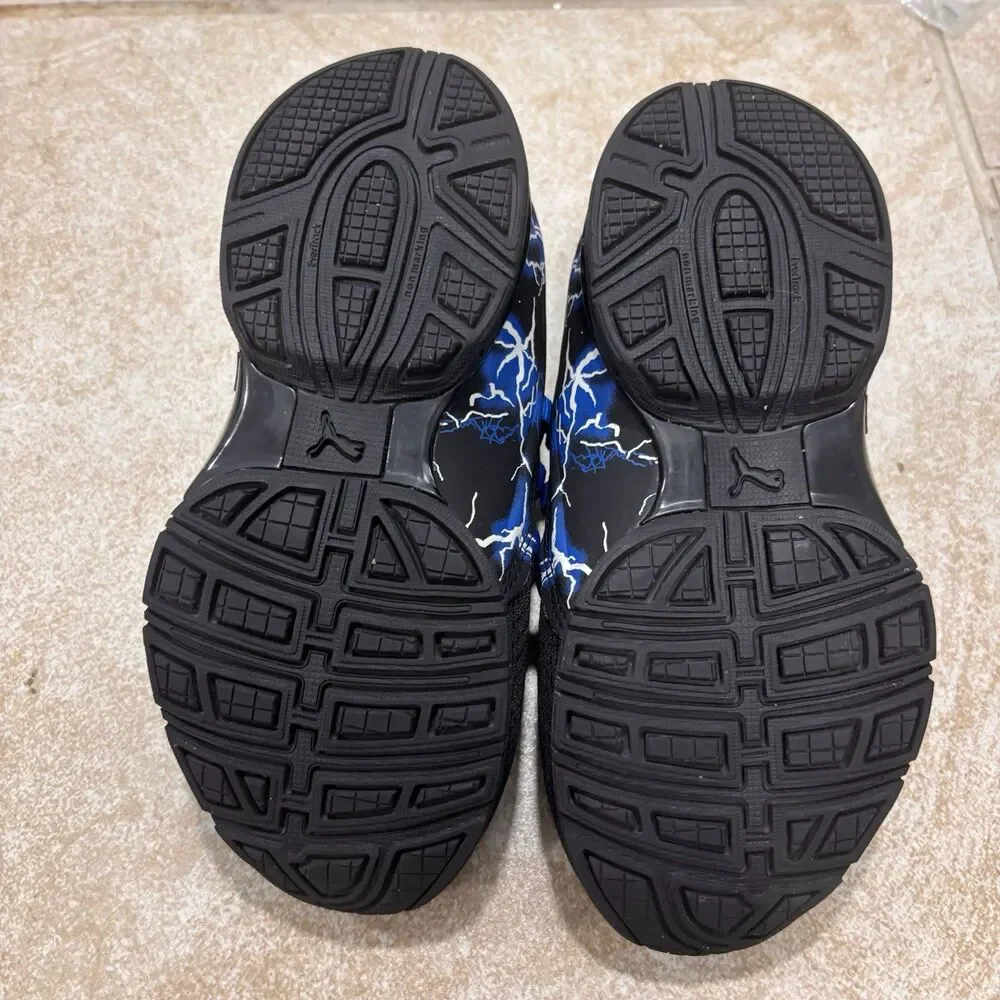 Puma Wired Run Slip On AC+ Kids 11.5C Black Blue Lightning Sneakers 379038-01